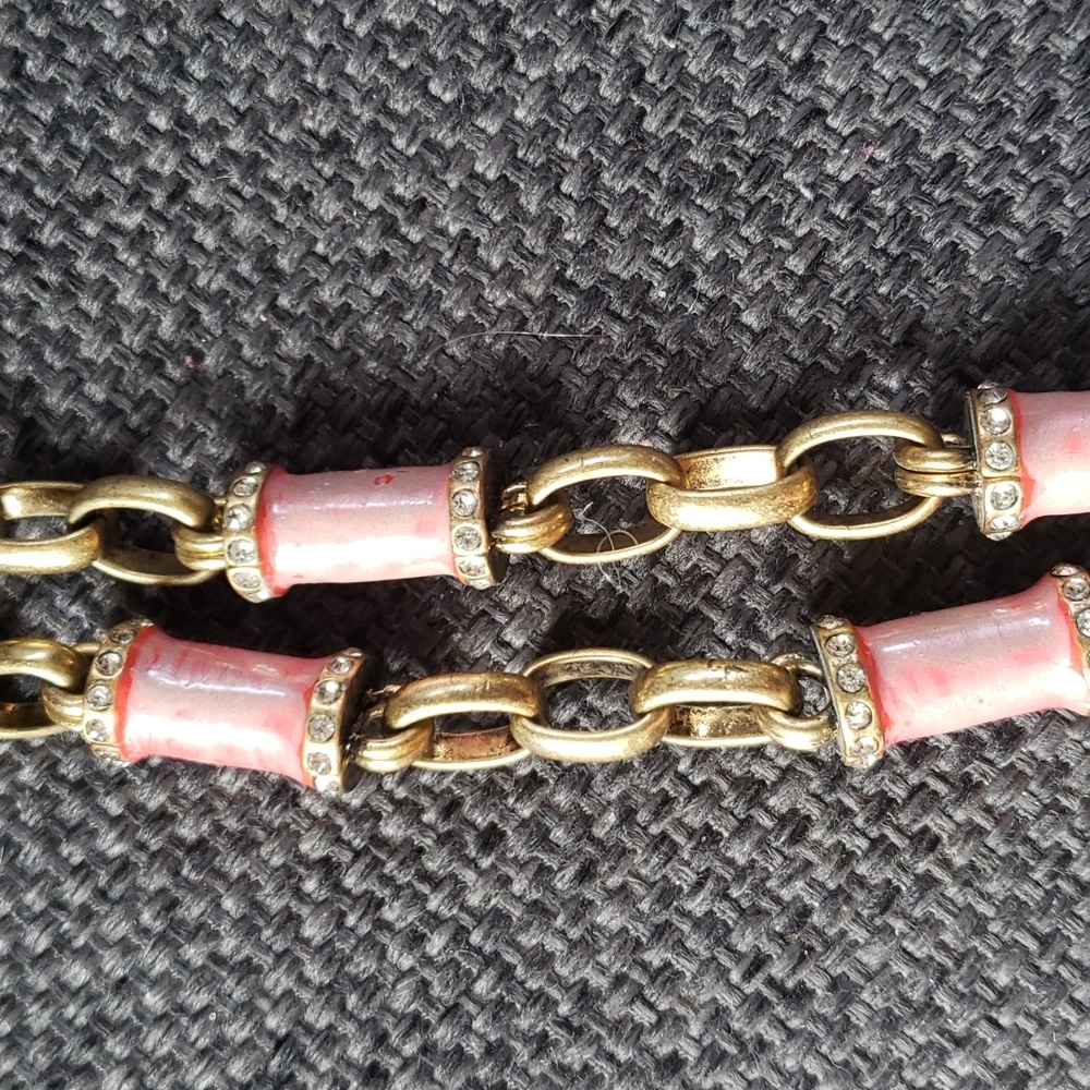 Chunky Bead & Chain Necklace by J.Crew | Gold & Pink - Picture 2 of 3